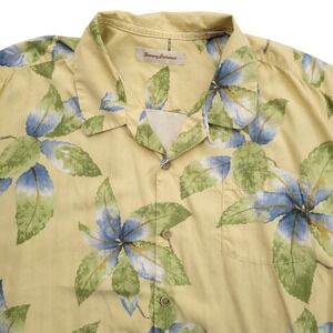 Tommy Bahama Shirt Mens 2XL Yellow Floral Hawaiian Camp Button Up Aloha